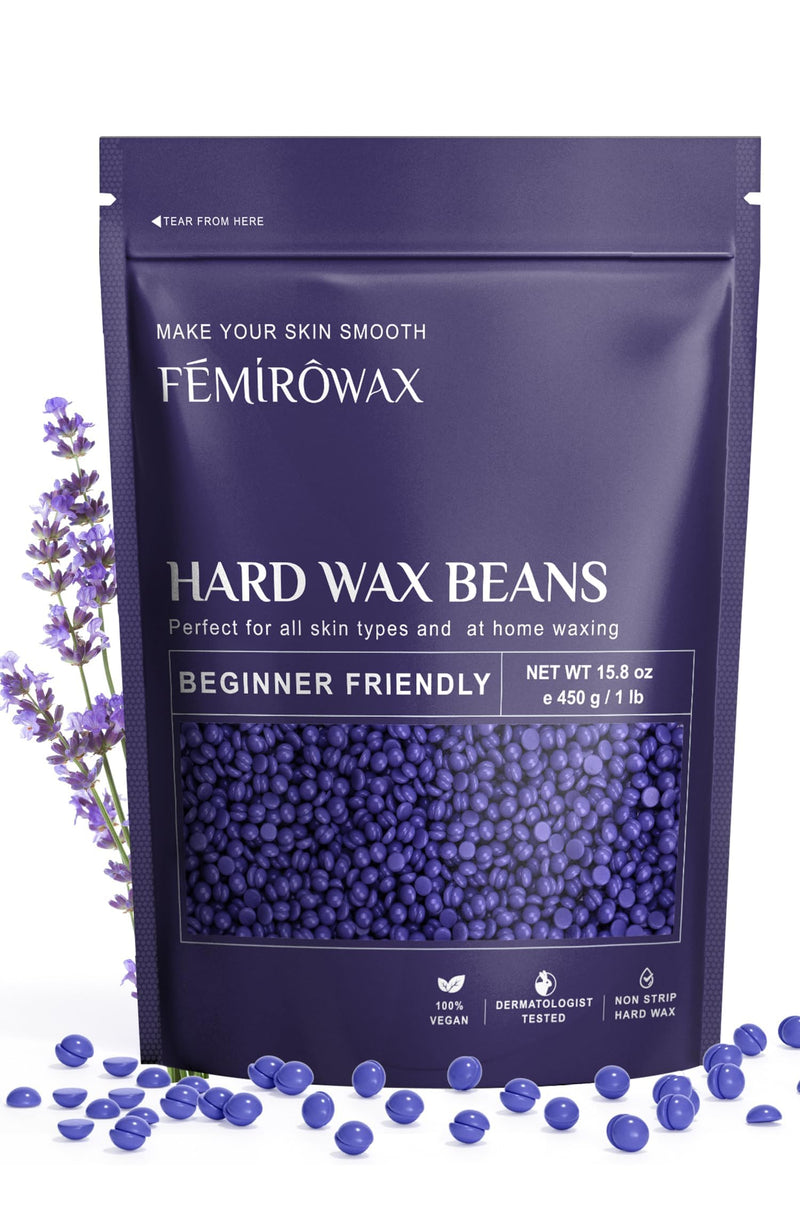 [Australia] - Wax Beads, 1lb Hard Wax Beans for Hair Removal Sensitive Skin with Lavender Formula Waxing Beads for Full Body Brazilian Bikini Face Eyebrow at Home Wax Refill for Women Men Purple-Lavender 