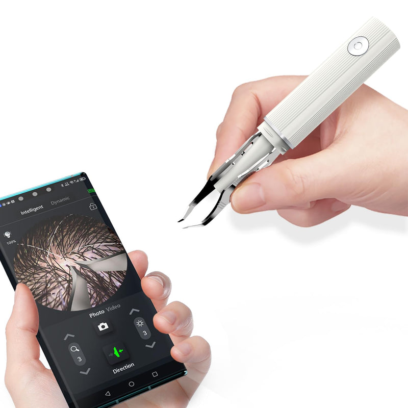 [Australia] - Hair Removal Tweezer with 1080p Camera, Ultimate Precision: Tweezer with Camera - Perfect for Delicate Tasks! - - Ear Hair Eyebrow Tweezer White 