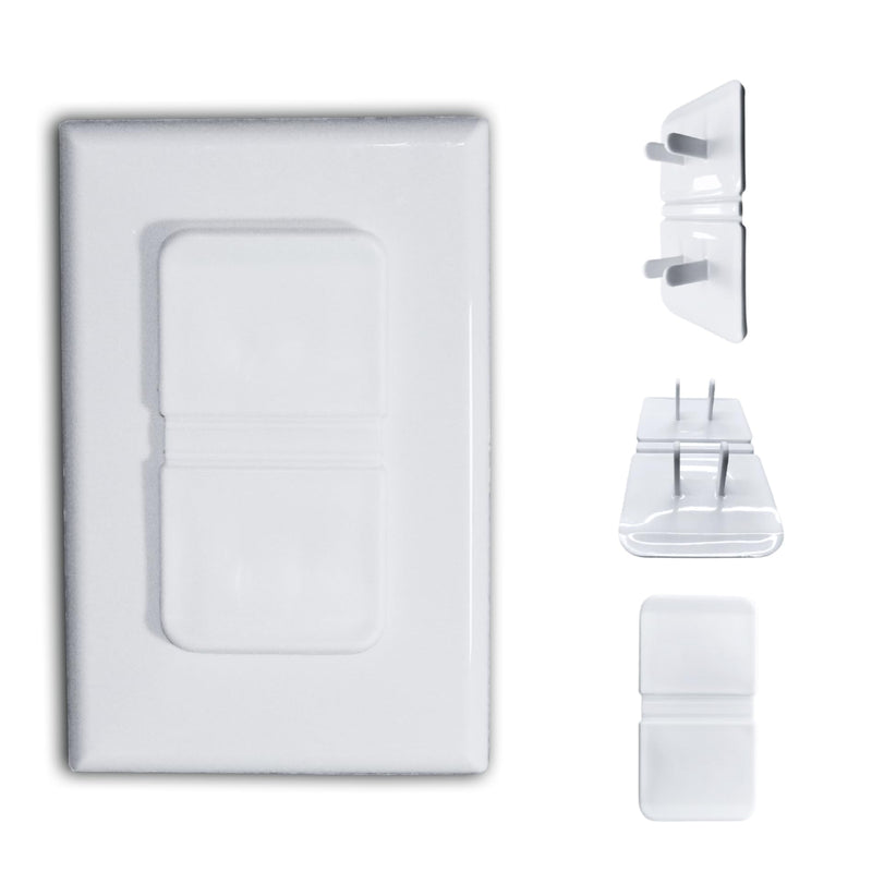 [Australia] - White Double Outlet Covers Baby Proofing (10 Pack, 20 Sockets) | Baby Proof Plug Covers for Electrical Outlets | Safe & Secure Baby Safety Products | Childproof Socket Covers Protect Toddlers & Babies 10 White Outlet Covers 