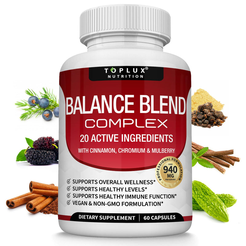 [Australia] - Premium Natural Balance Blend Complex Supplement - Natural 20 Herbs and Vitamins with Cinnamon Non-GMO Vegan, for Men Women, 60 Capsules 