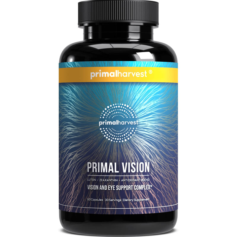 [Australia] - Primal Harvest Vision and Eye Support Complex with Lutein, Zeaxanthin Plus Vitamin E, Bilberry Extract, and Blueberry Extract for Overall Eye Health for Men and Women, 60 Capsules 