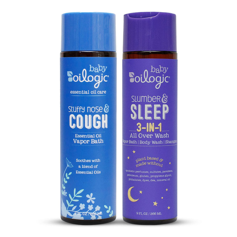 [Australia] - Oilogic Baby Vapor Bath Relief for Babies & Toddlers Bundle - 2-Pack (Slumber & Sleep, Stuffy Nose & Cough) - Baby Care Essentials for Tub Made with 100% Pure and Natural Blend of Essential Oils 