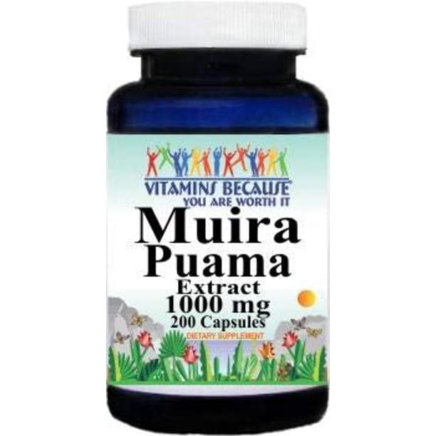 [Australia] - Vitamins Because Muira Puama Extract 1000mg Supplement for Men and Women Support (200 ct) 