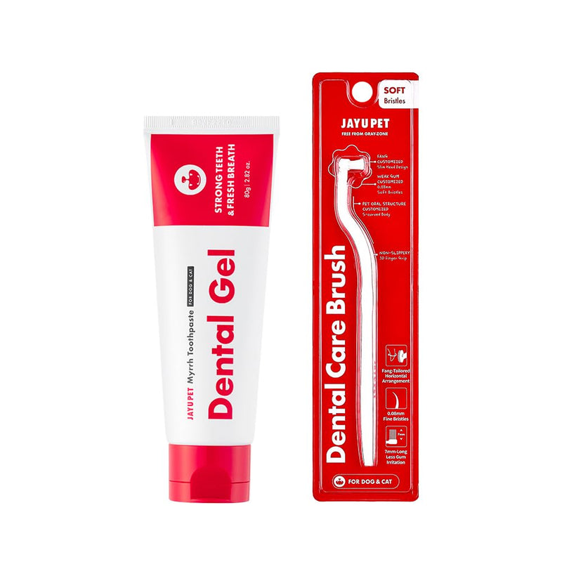 JAYU PET Tooth Brushing Kit - Dental Gel 1EA + Dental Care Brush 1EA | Dog Cat Tooth Brush Kit, Pet Toothpaste and Toothbrush Set, Dental Oral Care Kit, Dog Cat Toothpaste and Brush - PawsPlanet Australia
