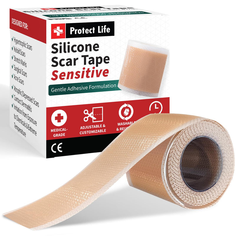 [Australia] - Medical-Grade Silicone Scar Tape Roll (1.6" x 118") Silicone Scar Sheets Keloid Bump Removal - Reusable Silicone Tape Scar Removal Strips, Scar Tape for Surgical Scars, C Section Scar Silicone Strips 1 Pack 