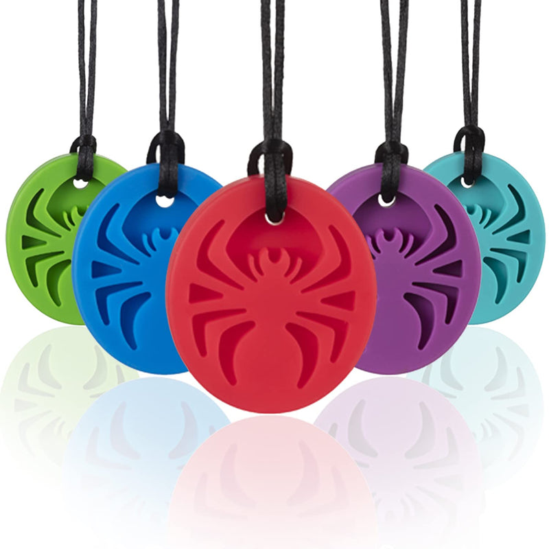 [Australia] - Spider Sensory Chew Necklaces, 5Pack Chewy Necklace Sensory Toys for Autistic Children, Designed for Chewing, Autism, Autism Sensory Teether Toy 