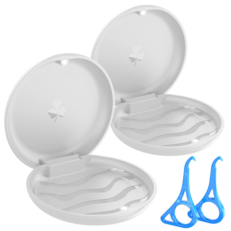 BVN 2 Pcs Retainer Case, Slim Braces Case, Denture Case, Mouth Guard Case, Teeth Aligner Case, Retainer Box, Orthodontic Dental Case, Night Guard Case Container Storage Holder White. White 2-pack + 2 Blue Aligner Remover Tool