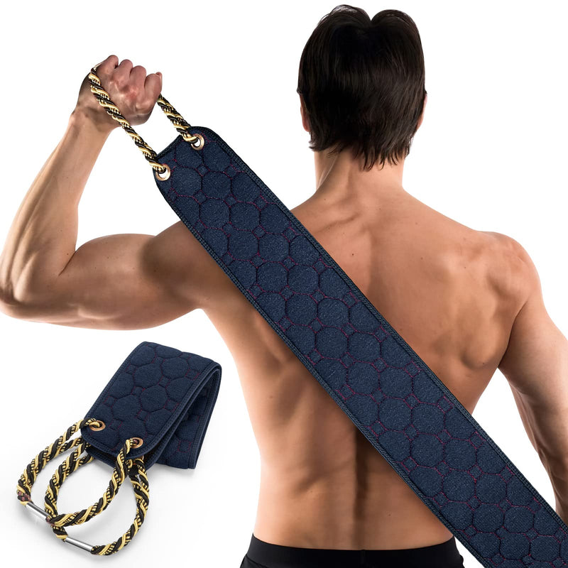 [Australia] - Exfoliating Back Scrubber with Handles, 38.5 Inch Double-Sided Back Exfoliator Body Scrub Towel, Exfoliating Washcloth Bath Tool for Use in Shower, Back Washer to Deep Clean Your Skin for Men & Women Black (38.5*4.1 Inch) 