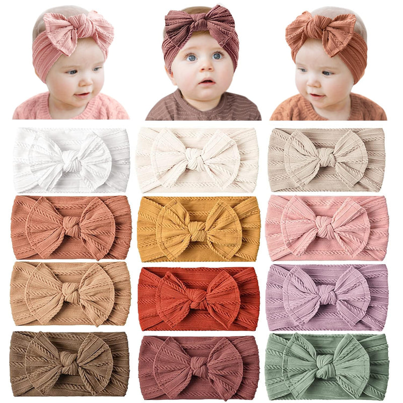 [Australia] - Prohouse 12 Pack Baby Nylon Headbands Hairbands Hair Bow Elastics Handmade Hair Accessories for Baby Girls Newborn Infant Toddlers Kids(Pink) Pink 
