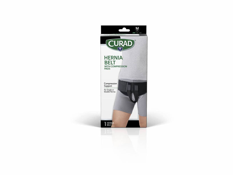 Curad Hernia Belt with Compression Pads, Black, Medium