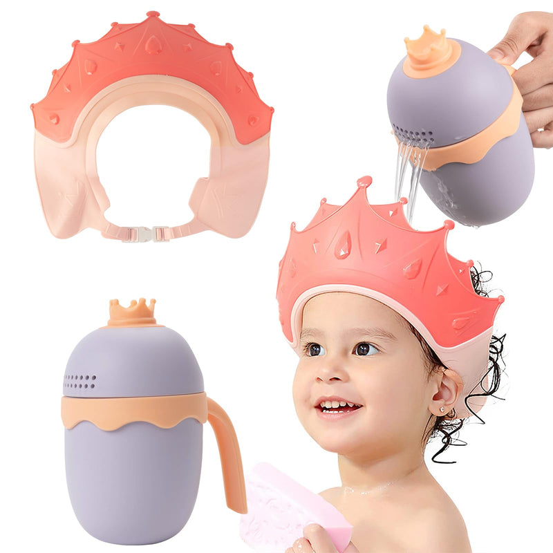 [Australia] - FUNUPUP Baby Shower Cap for Kids with Bath Rinse Cup, Adjustable Toddler Hair Washing Shield Hat Baby Bath Visor Shampoo Hat for Toddlers 6M-9T, Yellow and Blue Pink 