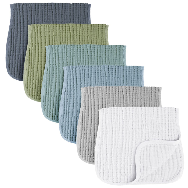 [Australia] - Konssy Muslin Baby Burp Cloths Sets for Unisex- 6 Pack Large 100% Cotton Burping Clothes for Newborn, Baby Girls and Boys Green Forest 