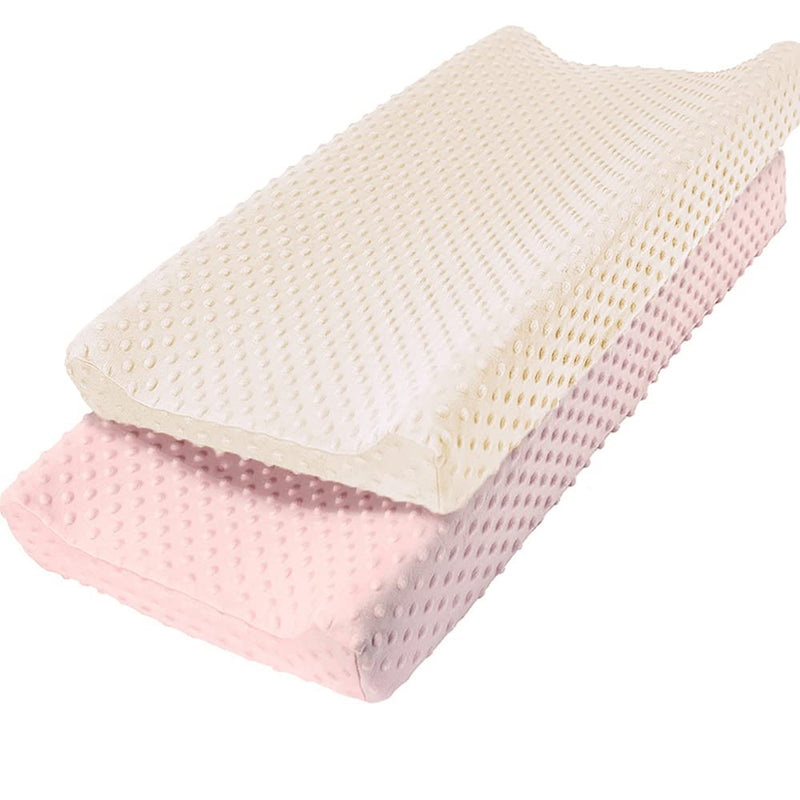 [Australia] - Owlowla Changing Pad Cover,Soft Minky Dots Changing Table Sheets for Baby Boy and Girl 2Pack (Pink&Cream) Pink&Cream 