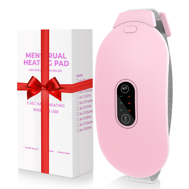 [Australia] - Heating Pads, Glyduny Period Cramp Massager Portable Cordless Heating Pad with 6 Heat Levels and 6 Massage Modes for Back Pain Relief Menstrual Heating Pad (Pink) Pink 