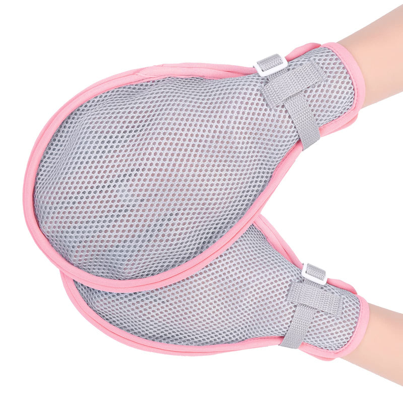 LEFEKE Medical Restraint Gloves - 2Pcs, Hand Protective Gloves for Dementia Patients or Elderly, Autistic Child, Bed Restraints Mitts, Limb Holder, Movement Limited Ties for Hands (Pink) Pink