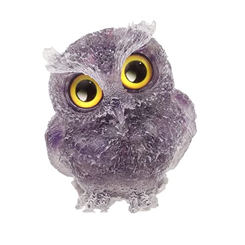 Rockcloud 3" Amethyst Resin Crystal Owl Statue Pocket Stone Purple 3"