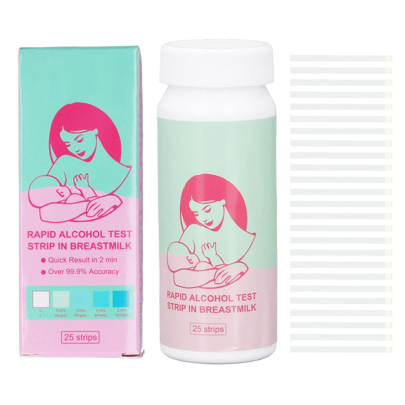 25pcs Breastmilk Alcohol Test Strips, Breastmilk Detecting Strips Milk Detect Strips with Bottle for Mother Alcohol Test Give Nursing Mothers Clarity, Easy, Quick Detection