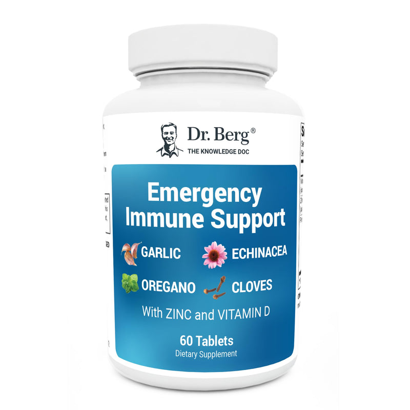 Dr. Berg Emergency Immune Support w/Echinacea - Potent Blend of Herbal Extracts (Warning: Strong Herbal Smells) - Immune Support Supplement Includes 2,000 IUs of Vitamin D & 10mg of Zinc - 60 Tablets With Trace Minerals