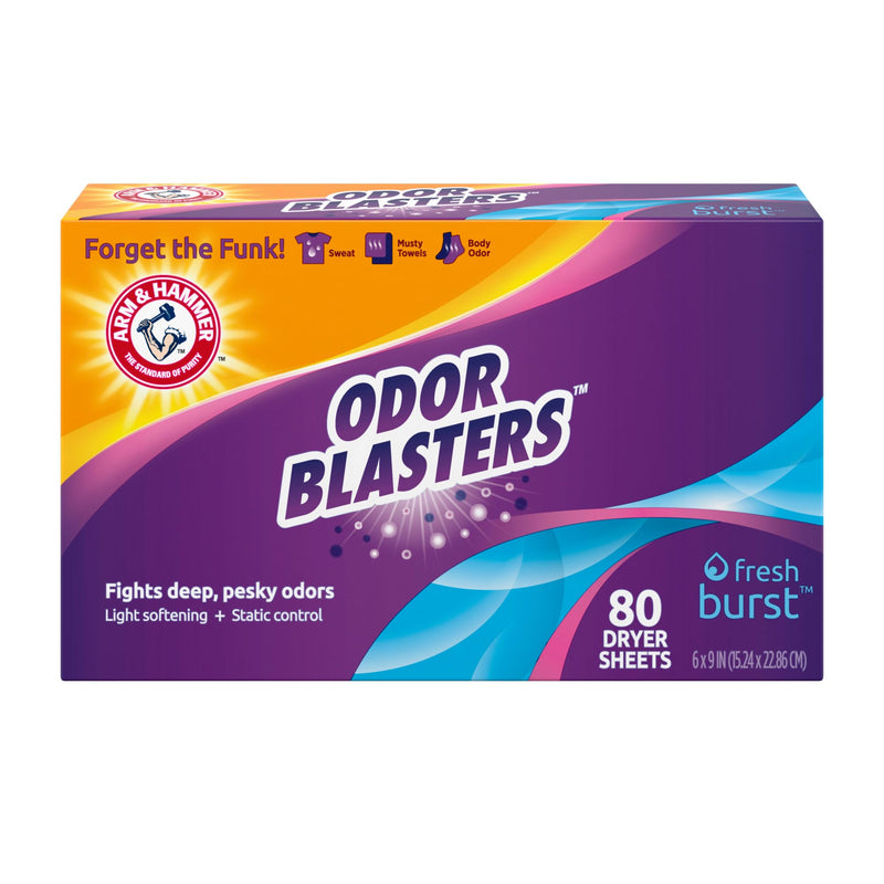 [Australia] - Arm & Hammer Dryer Sheet 80ct Odor Blaster Fresh Burst 80 Count (Pack of 1) 