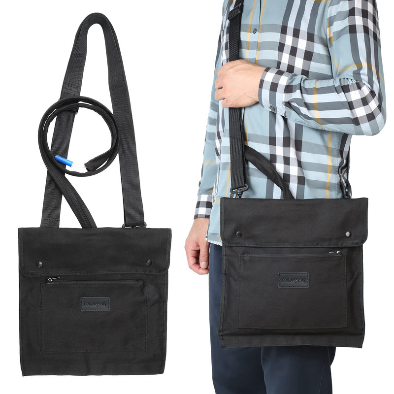 [Australia] - Urine Drainage Bag Holder Bag Cover with Zipper Pipe Sleeve & Adjustable Shoulder Strap (Black) Black 