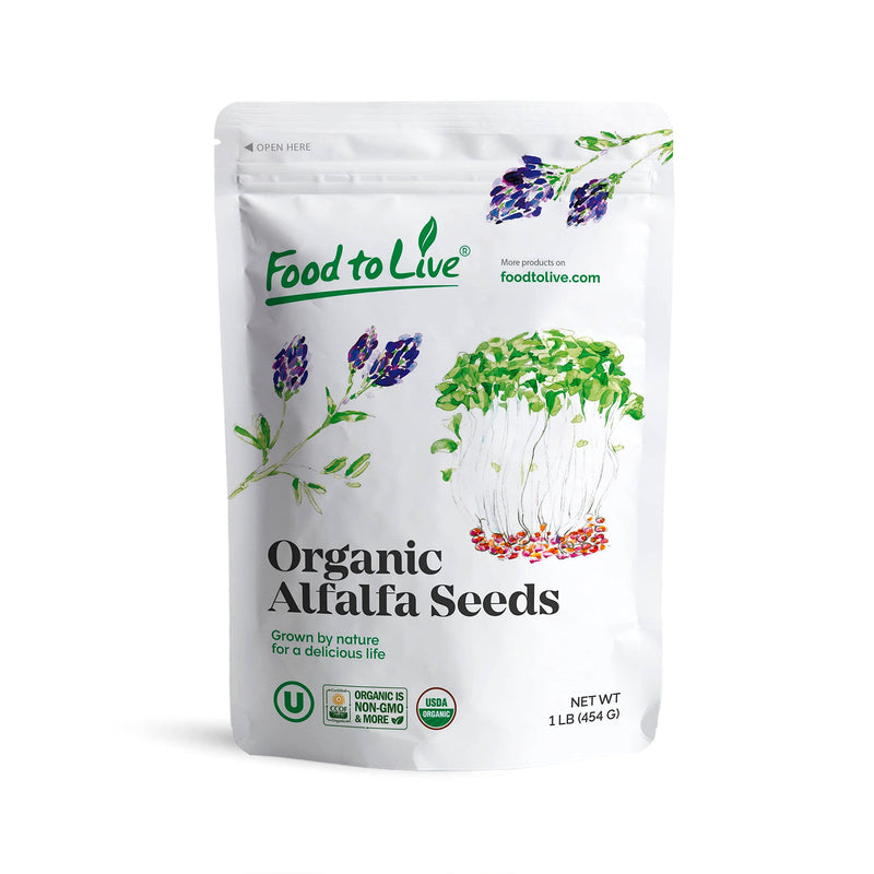 [Australia] - Food to Live Organic Alfalfa Sprouting Seeds, 1 Pound - Non-GMO, Kosher, Sproutable, Raw 1 LB 