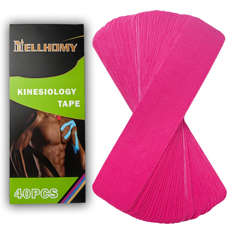 [Australia] - Pro Kinesiology Tape 40 Precut Strips,Elastic Athletic Tape,Original Cotton Waterproof Breathable Sports & Weightlifting Tape Muscles Pain Relief & Joints Support,K Tape(Pink) Pink 40PCS 