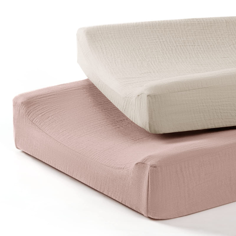 [Australia] - Baby Changing Pad Cover: Muslin Diaper Changing Table Pad Cover - Changing Pad Sheets for Girls Boys S-Cream&Sand Solid 