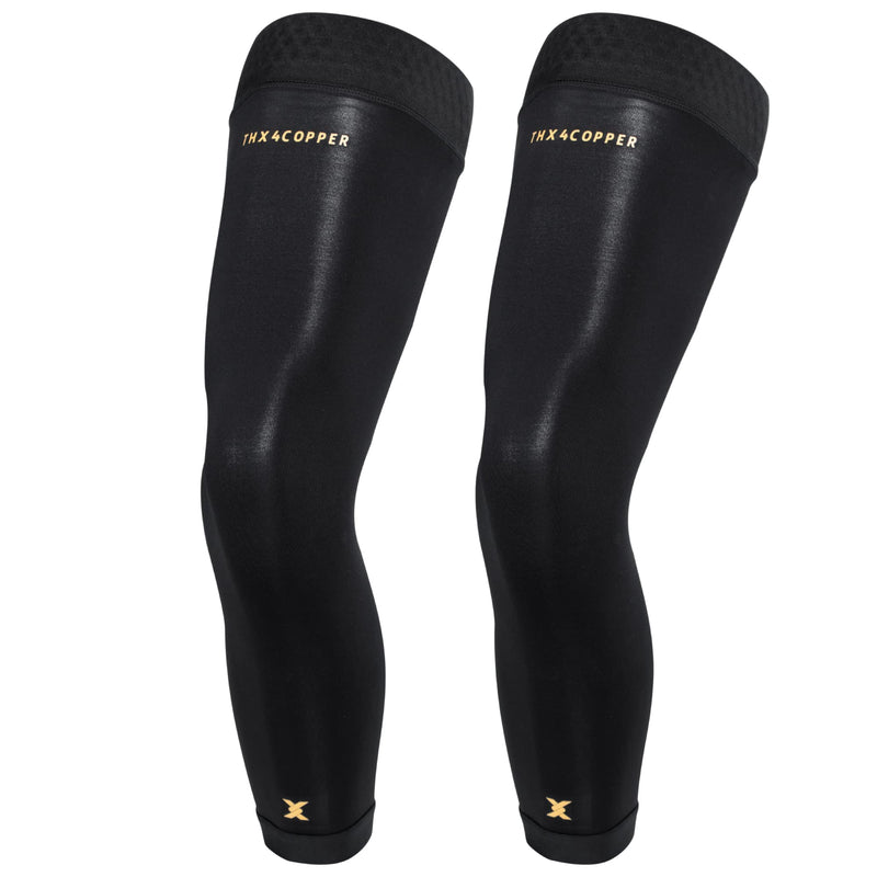 Thx4COPPER Full Leg Compression Sleeves, Anti Slip Long Leg Knee Stabilizer Brace, Knee Thigh Calf Support for Running Basketball Cycling Football, Leg Protection Knee Pain Relief Arthritis Recovery,Men & Women(Pair) X-Small