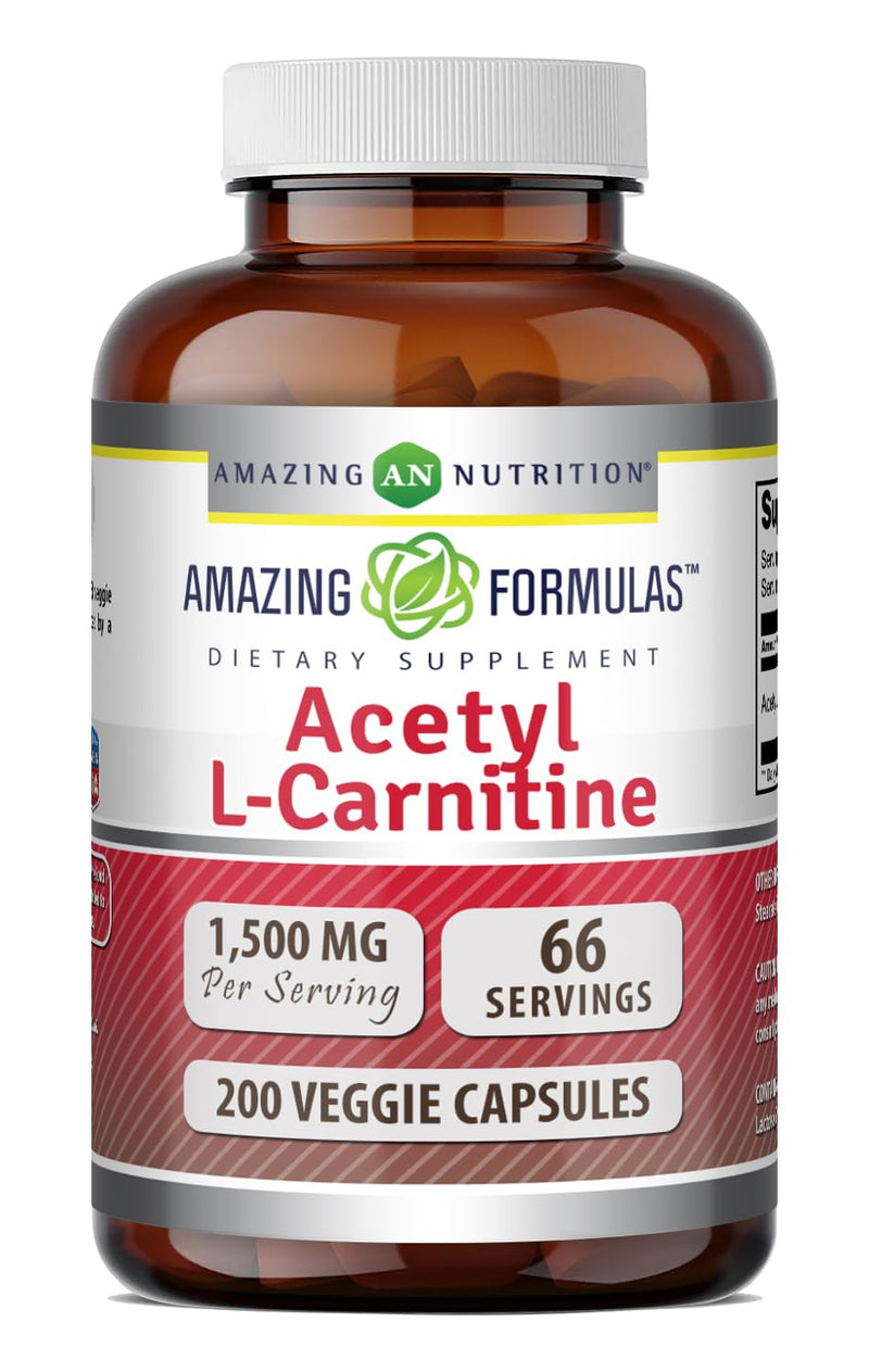 Amazing Formulas Acetyl-Acetyl HCI 1500 Mg | Vegetarian Capsules Supplement | Non-GMO | Gluten-Free | Made in USA (1 Pack | 200 Count) 1500 mg | 1 Pack | 200 Count
