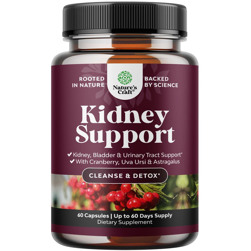 [Australia] - Advanced Kidney Support Supplement - Kidney Cleanse Detox & Repair Cranberry Extract Capsules with Uva Ursi, Stinging Nettle & Astragalus for Kidney Health - Urinary Tract Health - 60 Caps 60 Count (Pack of 1) 