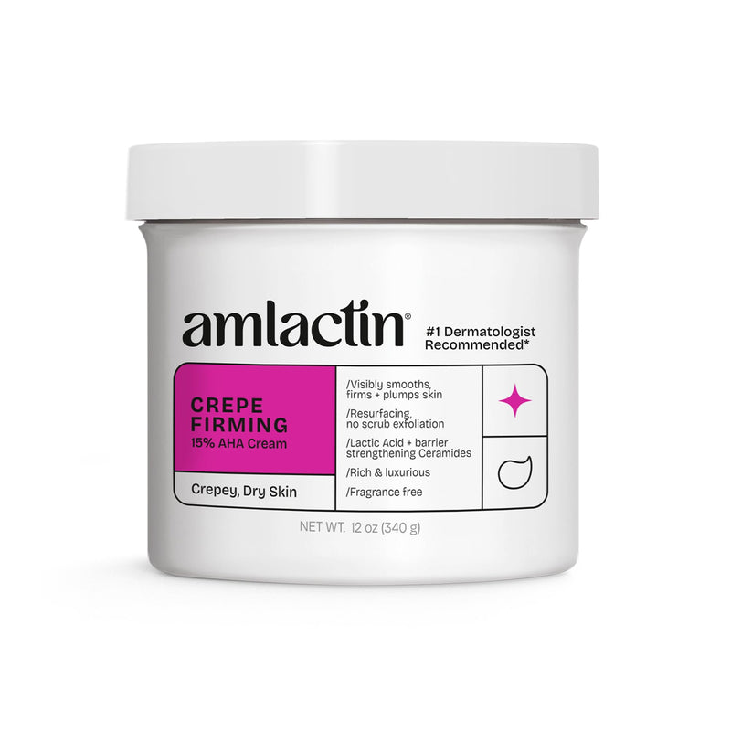 AmLactin Crepe Firming Body Cream, 15% Lactic Acid, 12 oz | 15% lactic acid body cream exfoliates, moisturizes and helps improve the look of crepey skin for firmer-looking texture. Skin Care Agent