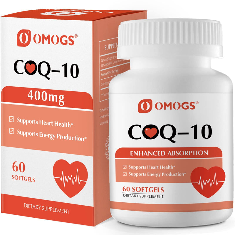 [Australia] - CoQ10 400mg Softgels, Coenzyme Q10 High Absorption Supplements Support Heart Health, Cardiovascular Health, Immune System & Cellular Energy Production, Gluten Free, 60 Softgels 