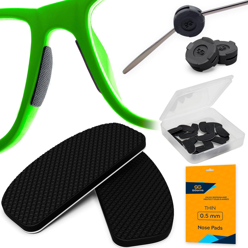 [Australia] - SIGONNA Eyeglass Nose Pads Anti Slip - Eye Glasses Nose Pad 0.5 mm - Silicone Nose Bridge Pads - Nose Grips Non Slip Piece - Sunglass Nose Pads Guards - (6 Pairs Black) 0.5mm x 7mm x 16mm 6 Pairs Black 