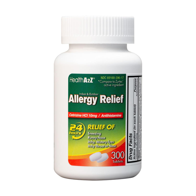 [Australia] - HealthA2Z® Allergy Relief | Cetirizine 10mg | All Day Allergy Relief | Indoor & Outdoor | Relief from Itchy Throat, Sneezing, Runny Noses (300 count (pack of 1)) 300 Count (Pack of 1) 