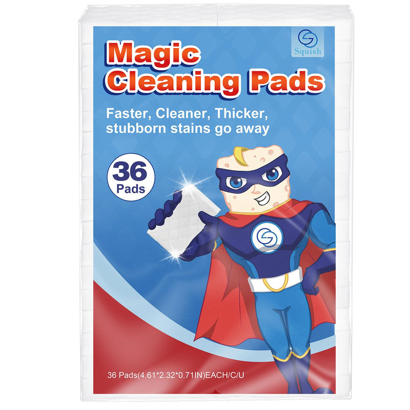 [Australia] - squish Magic Sponge Eraser, 36 Count Magic Cleaning Pads for Walls Oven, Kitchen, and Shoe Cleaner, Magic Erasers with Melamine Foam, Universal Cleaner 