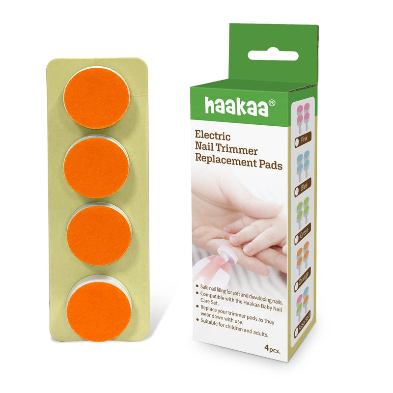 [Australia] - haakaa Electric Nail Trimmer Replacement Pads Baby Nail Trimmer Heads for Standard Baby Nail File, Suitable for 12+Months, Orange 