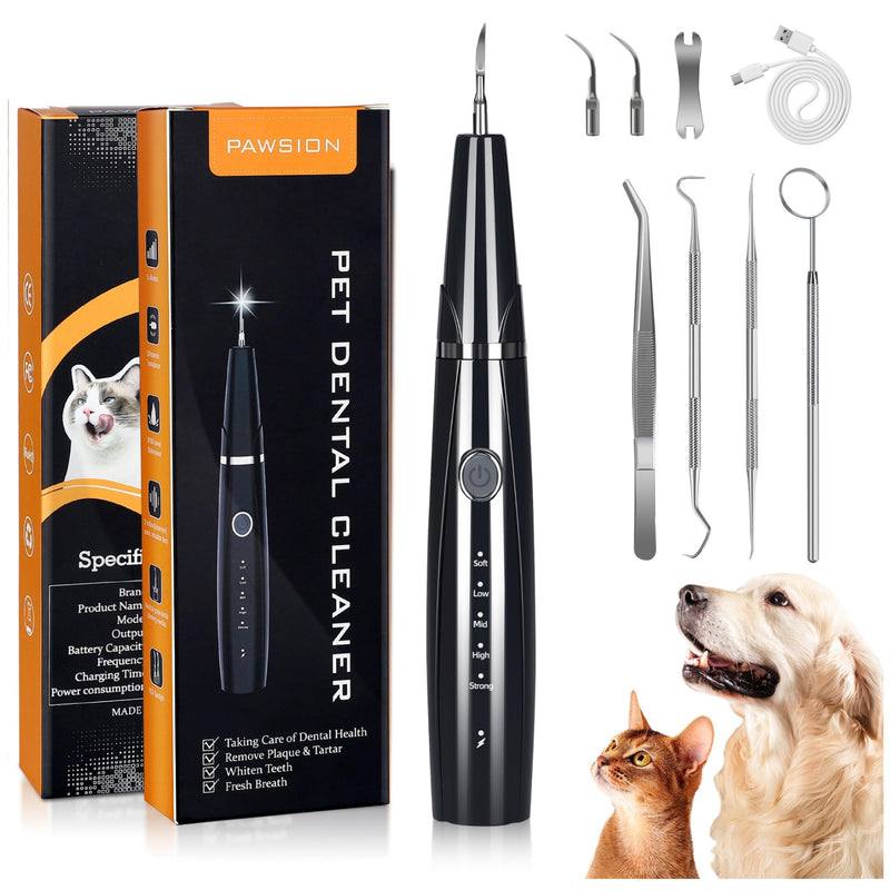 [Australia] - Ultrasonic Dog Plaque and Tartar Remover, Teeth Cleaning Kit for Pets, Rechargeable Dental Scraper for Pets, 5 Modes with 3 Cleaning Heads and LED Light 