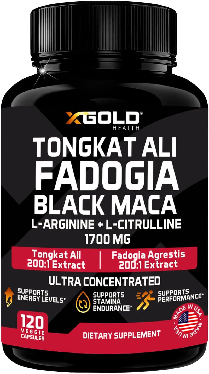 [Australia] - Tongkat Ali, Fadogia Agrestis, L-Arginine, L-Citrulline & Horny Goat Weed Supplement: 1300mg Ultra Concentrated Complex for Boosted Energy & Stamina - Herbal Performance Supplements - 120 Capsules 