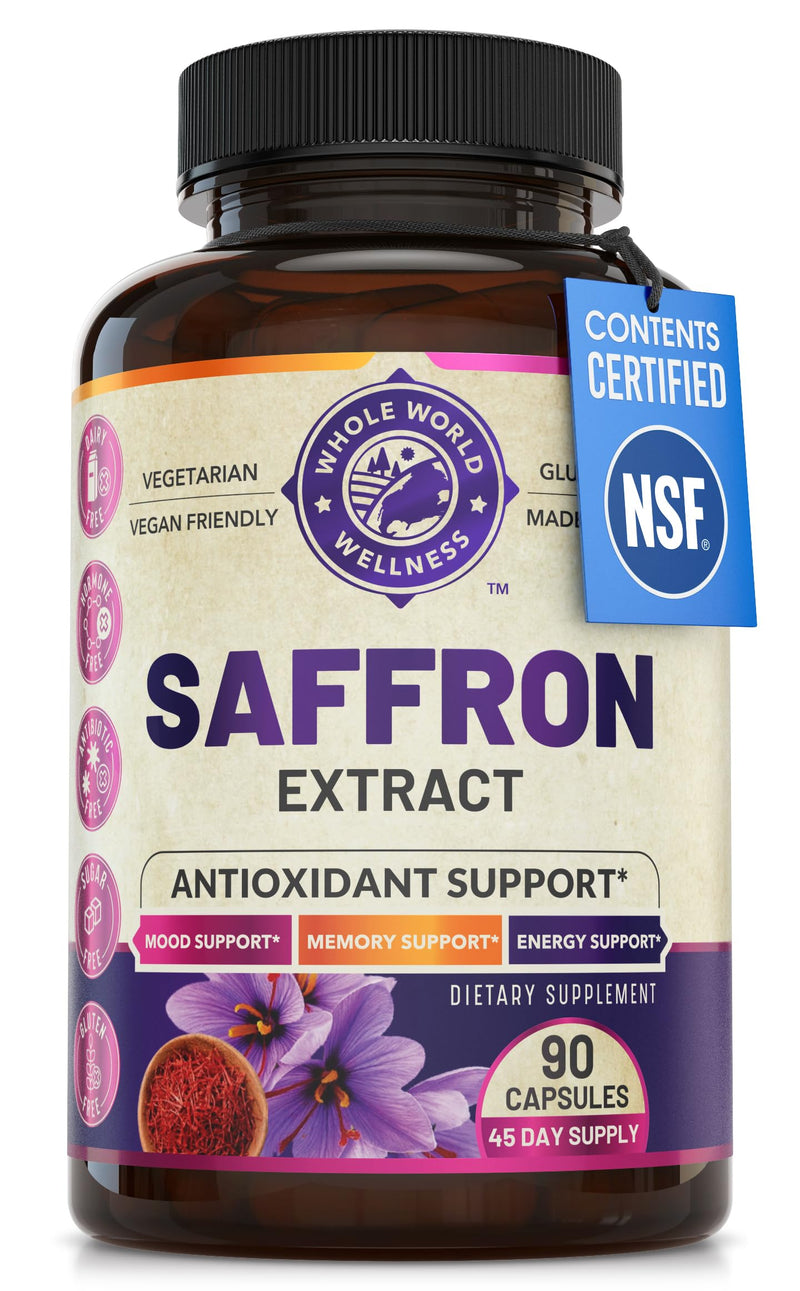 [Australia] - 100% Pure Saffron Extract - Supports Weight and Appetite Health, Mood, Focus, Memory, Digestion, Eye, Skin and Brain Health. NSF Certified Saffron Supplements for Women and Men, 45-Day Supply. 
