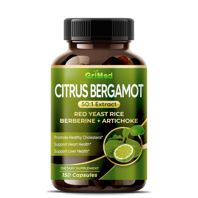 [Australia] - Citrus Bergamot 50:1 Extract 20,400mg with Red Yeast Rice, Garlic, Artichoke for Healthy Cholesterol, Heart Health - Made in The USA (150 Count (Pack of 1)) 150 Count (Pack of 1) 