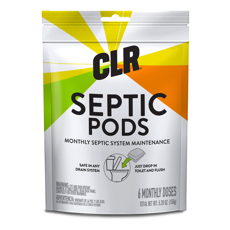 [Australia] - CLR Septic System Treatment Pods, Hassle-Free, Dissolvable and Easy to Flush, Formulated with Biobased Ingredients, Helps prevent Clogs and Build-up, 6 Month Supply 6 Count (Pack of 1) 
