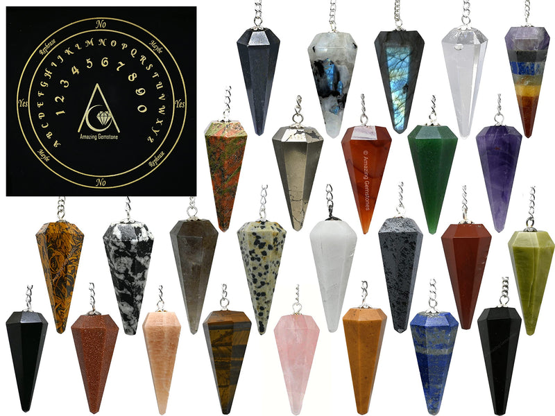 [Australia] - Pack of 11 Crystal Pendulums Bulk Set with Pendulum Board - Wholesale Bulk Crystals 11 Pendulums + Board 