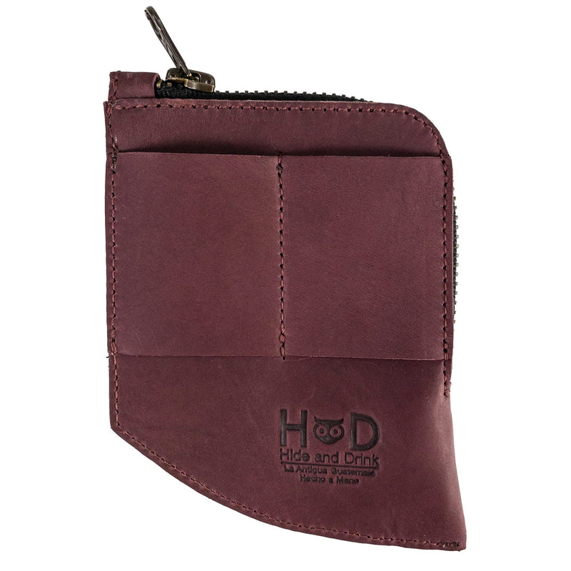 Hide & Drink, EDC Pocket Wallet, Curved Cash Organizer, Slim Front Card Holder, Money Clip, Full Grain Leather, Handmade Travel Accessories Sangria