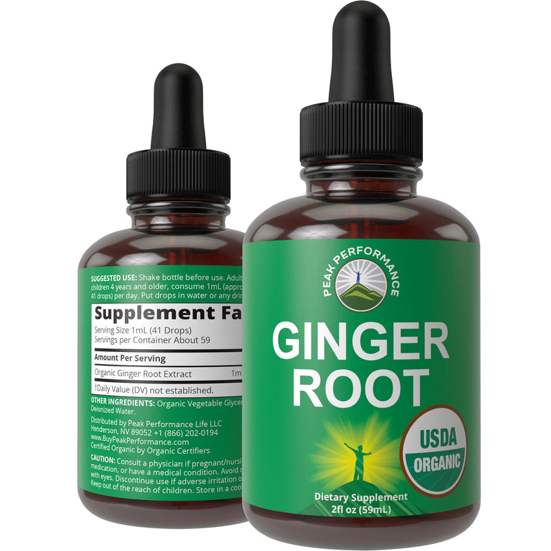 [Australia] - USDA Organic Ginger Root Extract Liquid Drops. Zero Sugar, Non Bitter Vegan Ginger Oil Supplement For Immune, Digestive + Gut Support. High Bioavailability, Gluten Free For Women and Men. Take Orally 