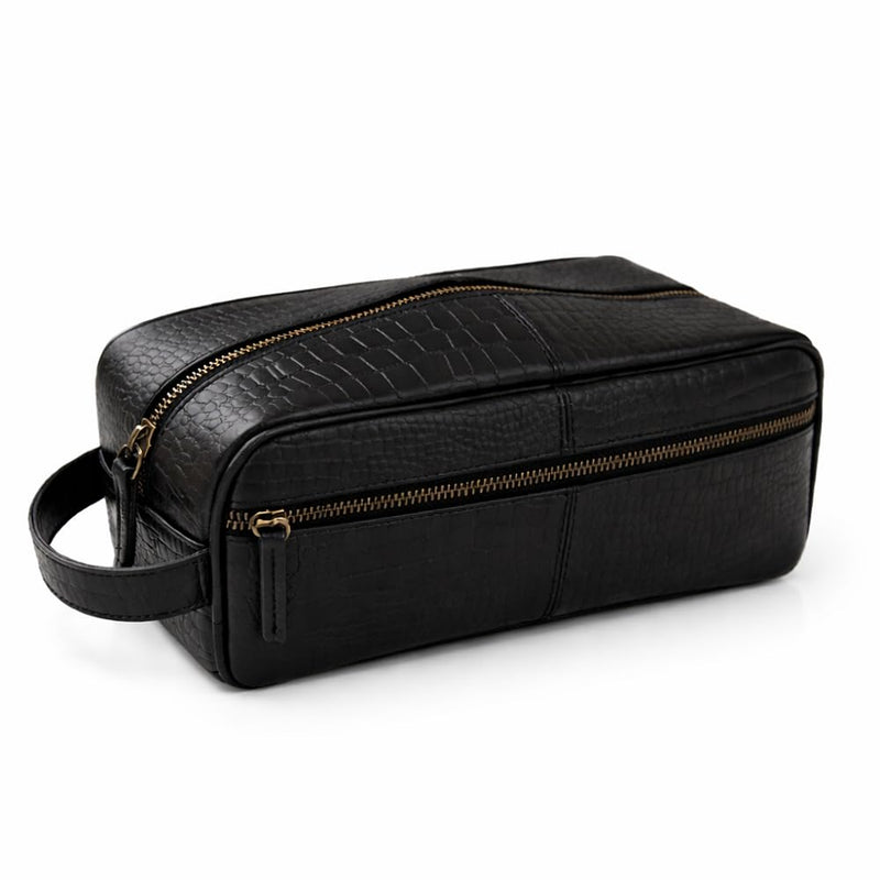 Men's Toiletry Bag, Travel Toiletry Bag for Men, Large Leather Dopp Kit for Men, Shaving Bag for Travel Accessories, LargeMens Toiletries Bathroom Organizer, Shaving kit, Dopp kit(Black)
