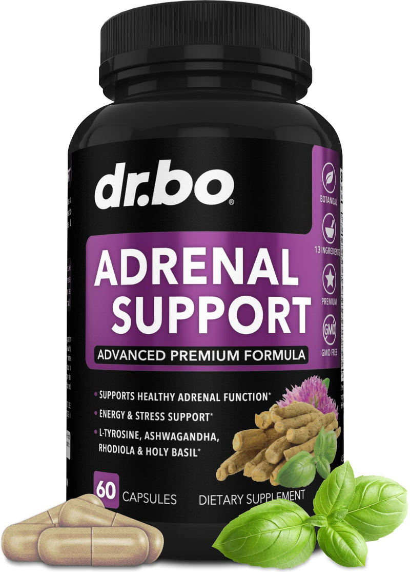 [Australia] - Adrenal Support Cortisol Manager Supplement - Adrenal Fatigue Supplements for Women & Men with Natural Adaptogen Ashwagandha Holy Basil Rhodiola L Tyrosine Complex Adrenal Cortisol Health - 60 Pills 
