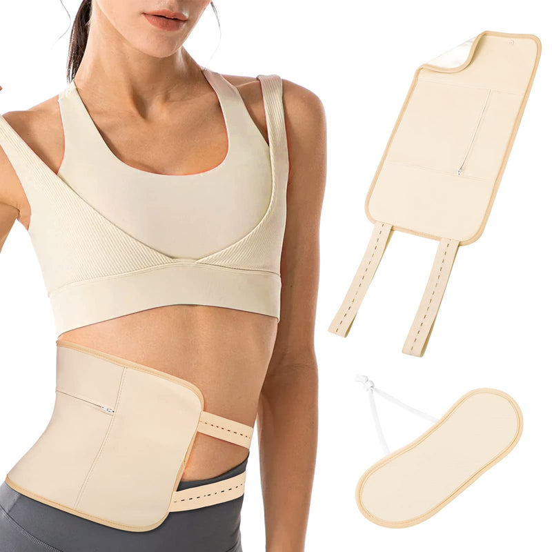 [Australia] - Castor Oil Pack, Adjustable Reusable Castor Oil Pack Wrap for Liver Detox,Less Mess, Elastic Strap Bamboo Cotton Machine Washable Anti Oil Leak Beige 