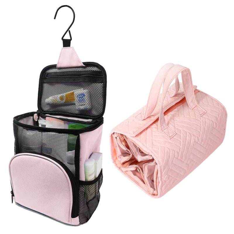 Travel Essentials Bundle: Portable Shower Caddy & Roll Up Makeup Bag - Perfect for On-The-Go