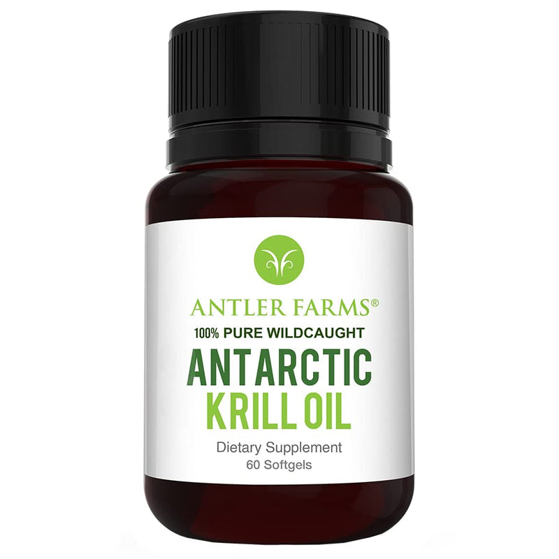 [Australia] - Antler Farms - 100% Pure Wild Caught Antarctic Krill Oil from Cold, Pristine Waters, 60 Softgels – Clean, Omega-3 EPA + DHA Supplement w/Astaxanthin, Rapid Absorption 