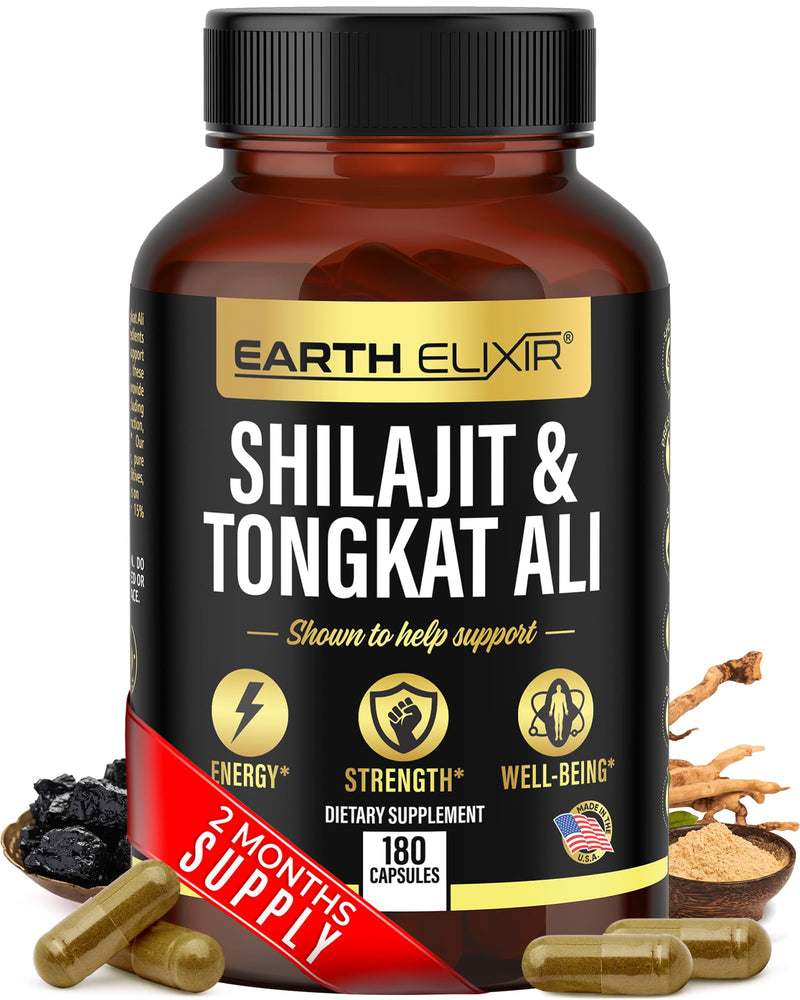 [Australia] - Shilajit 1000mg & Tongkat Ali 400mg (180 Capsules) Made in USA-Shilajit Supplement (20% Fulvic Acid) Shilajit Pure Himalayan Organic & Tongkat Ali for Men More Potent Than Shilajit Resin 
